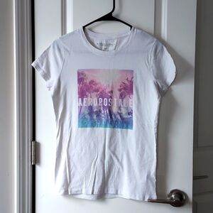 Aeropostale girls short sleeve tee large white w/picture print
